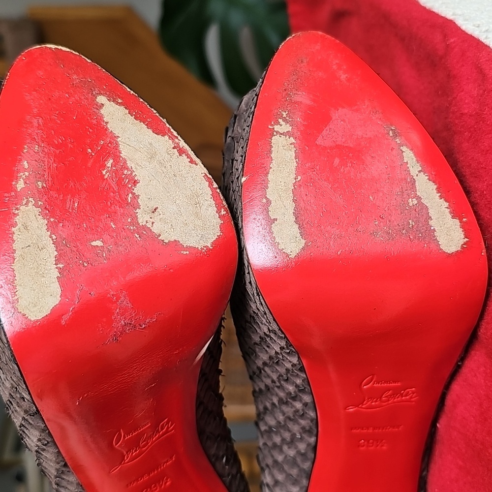 Louboutin Python Peep-Toe Heels - Picture 9 of 13